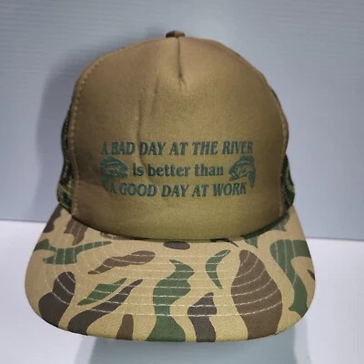 De colección Años 80 Pesca Comedia Camuflaje Snapback Sombrero Exterior Caza  Foto 1 de 4