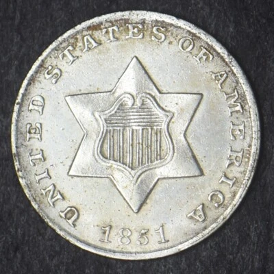 1851 "HIGH GRADE" Trime Silver Three Cent 3C - COINGIANTS - - Image 1 of 2