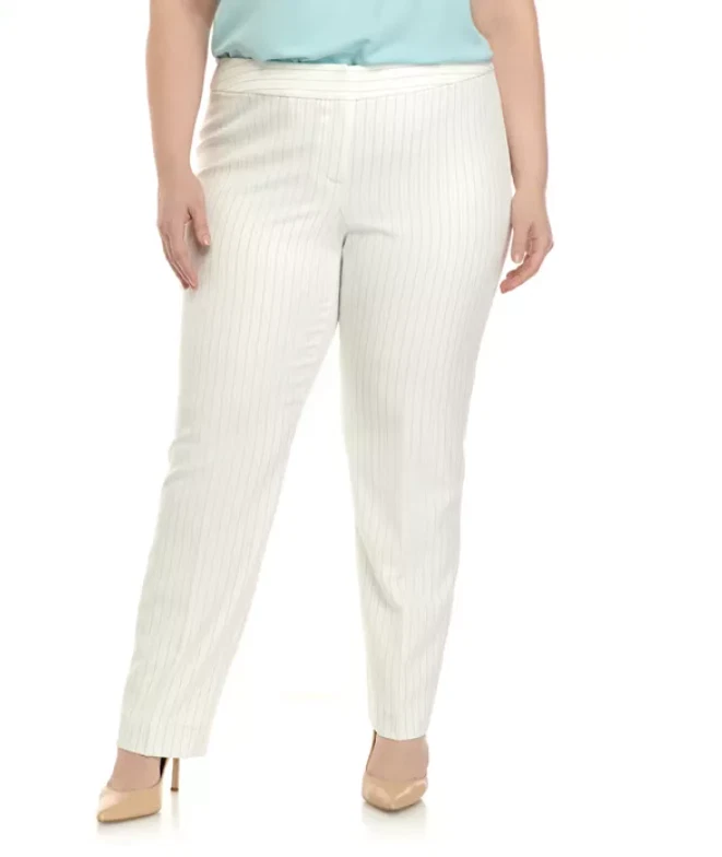 Pantalones ajustados a rayas talla grande Nine West Lily multi rayas, 18 W Foto 1 de 4
