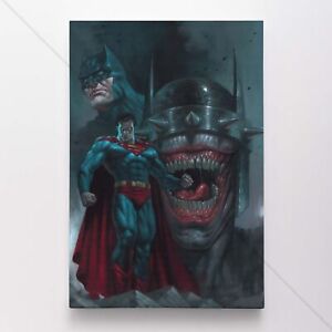 Batman & Superman Poster Canvas Comic Book Cover Art Print #18298