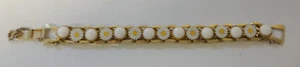 Pulsera Vintage Retro Años 50-60 Esmalte Floral Cabujón Vidrio de Leche Eslabones - Imagen 1 de 1
