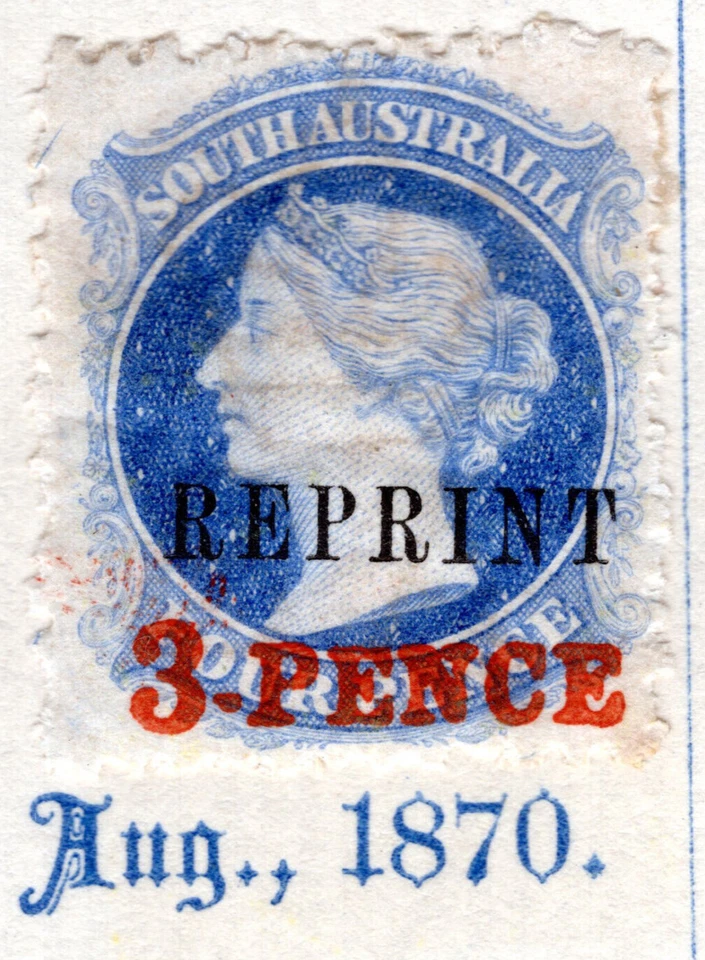 SA South Australia State QV UPU REPRINT 3d Red on 4d Blue MH    REF: SAR28 - Image 1 of 1