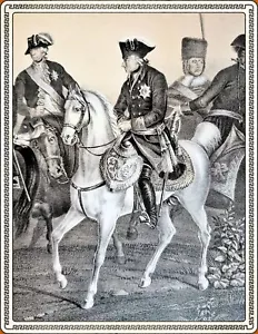 Friedrich der Große zu Pferd sehr grosse dekorative Lithographie 1860 Original - Picture 1 of 4