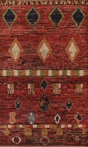 Nomadic Moroccan Geometric Oriental Area Rug 7x10 ft Wool Handmade Tribal Carpet - Picture 1 of 12