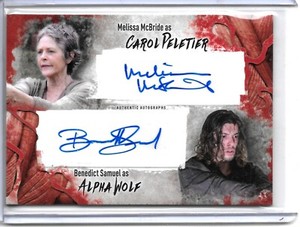 Topps WALKING DEAD SURVIVAL BOX MELISSA MCBRIDE CAROL/ALPHA WOLF DUAL AUTO /99!