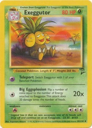 Pokemon - Exeggcutor - 39/130 - Uncommon - Unlimited Edition - Base Set 2 - NM - Image 1 of 1
