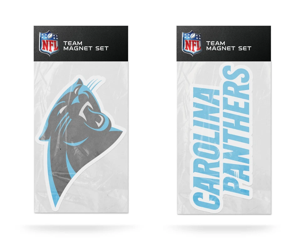 Carolina Panthers Magnet Set 2 piece Logo Wordmark NEW Free Ship 6x3 Inches - Image 1 of 1