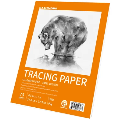 Papel vitela translúcido, almohadilla de calco Bachmore 8,5 x 11 pulgadas, 75 hojas  Foto 1 de 4
