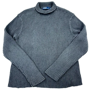 Vintage Polo Ralph Lauren Sweater Women XXL Gray Ribbed Turtle Neck Heavy Knit - Picture 1 of 8