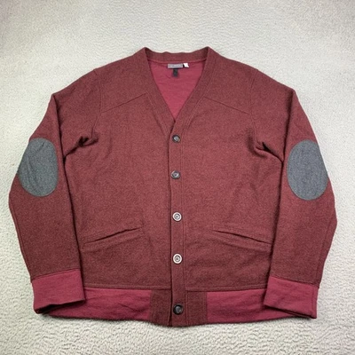 Ibex Scout Cardigan Men's XL Red Zque Wool Elbow Patch Button Up Sweater USA - Image 1 of 4