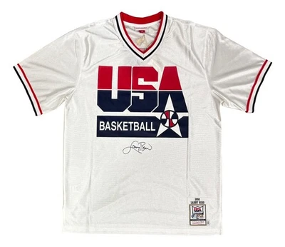 Larry Bird Signed USA M&N Authentic Dream Team Warm Up Shooting Shirt PSA/DNA - Image 1 of 4