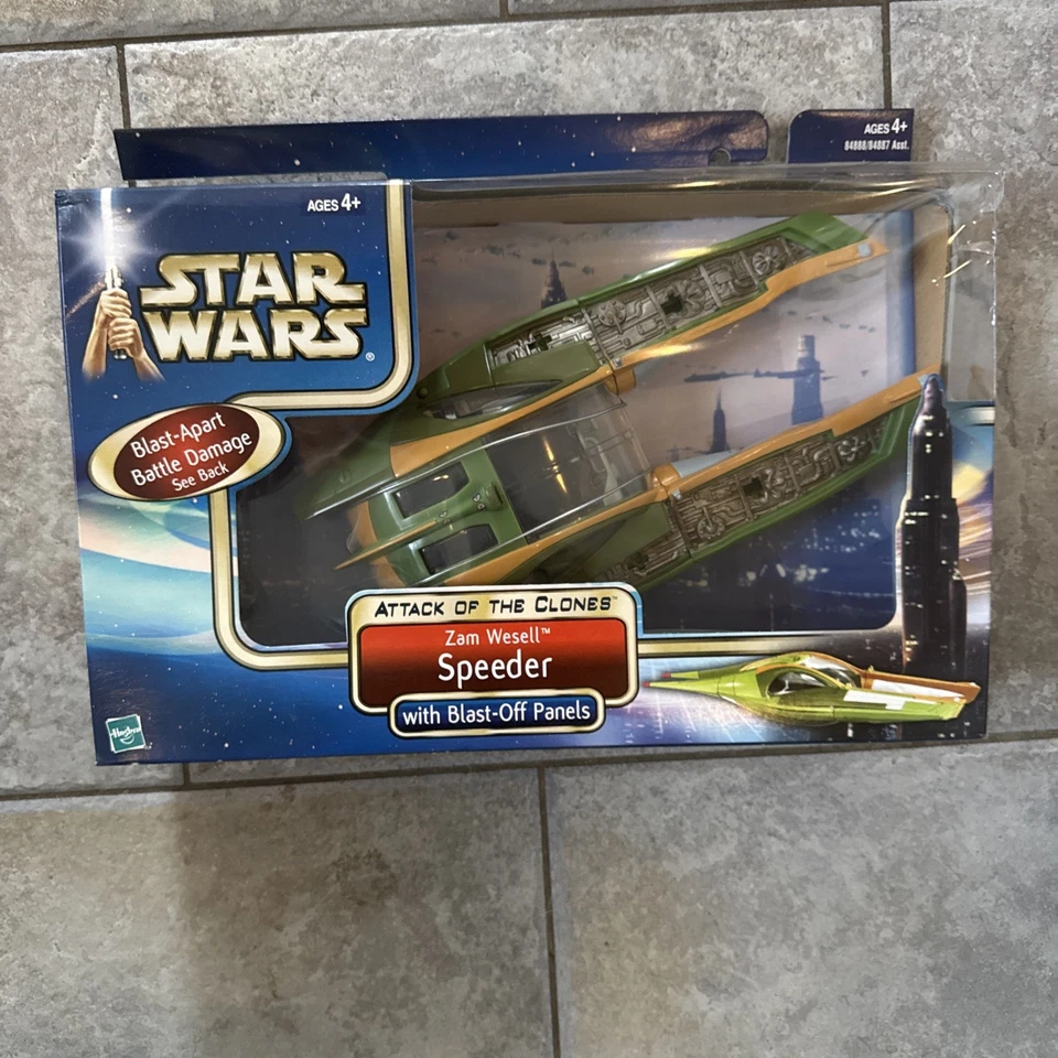 Star Wars AOTC Attack Of The Clones Zam Wessel’s Speeder Vehicle Hasbro Novo na caixa 2002 - Imagem 1 de 3