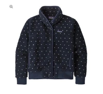 Mujer Patagonia Snap Front Retro-X Pila Polar Azul Lunares Chaqueta Pequeña Foto 1 de 4