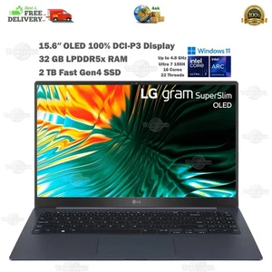 LG Gram SuperSlim 15.6” Inch OLED 32GB LPDDR5x 2TB SSD Intel Ultra 7 155H Laptop - Picture 1 of 24