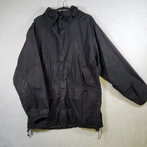 Lands' End Unisex Full Zip Hooded Jacket Windbreaker Black Medium 38-40 - Picture 1 of 11