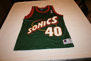VTG Champion Seattle Supersonics #40 Shawn Kemp Jersey NBA Basketball Mens 40 - Picture 1 of 9