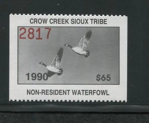 1990 Crow Creek Sioux Indian Reservation Waterfowl Stamp #10 Mint Never Hinged - Picture 1 of 2