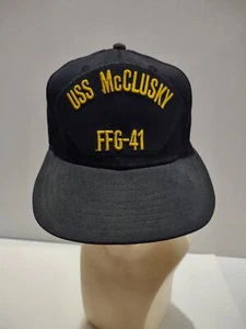 USS McClusky FFG-41 Blue Ball Cap Hat US Navy Embroidered Snapback Made in USA - Picture 1 of 7