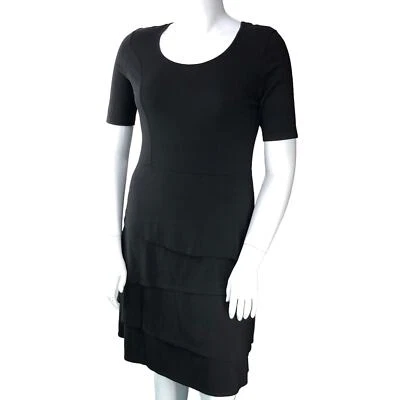 Hanna Andersson Womens Size L Dress Layered Skirt Scoop Neck Short Sleeve Black - Image 1 of 4