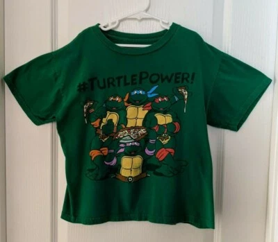 Teenage Mutant Ninja Turtles Boys Green #TurtlePower Graphic T-Shirt Size S - Image 1 of 4
