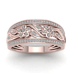 10k Rose Gold 0.25Ct Diamond Eternity Engagement Ring Gift For Womens Size 8 - Picture 1 of 4