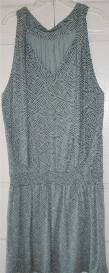 Vestido de Verano Juicy Couture Azul Punteado Cintura Caída Cuello Atado Talla Grande Foto 1 de 1