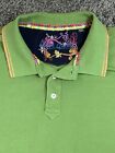 Robert Graham Size XL Polo Shirt Short Sleeves Green Embroidered Detail