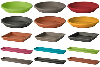 EURO3PLAST Untersetzer in rund und eckig für Blumentopf Kübel Blumenkasten Töpfe 26 Größen