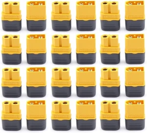 12 Pair XT60H Connectors, XT60H (XT60 Upgrade) Male Female Bullet Connectors wit - Picture 1 of 12