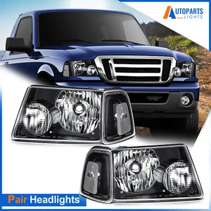For 2001-2011 Ford Ranger Pickup Black Left & Right Headlight & Corner Light Set - Picture 1 of 24