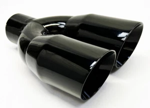 Exhaust Tip 3.00" Inlet Dual 4.00 X 12.00 Long WDDWRP40012-3.00-GBK- BLEMISHED - Picture 1 of 8