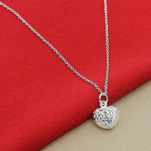 925 Sterling Silver Hollow Love Heart Ball Pendant Chain Necklaces Accessories - Picture 1 of 4