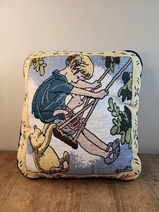 Disney Classic Winnie the Pooh 12" Tapestry Pillow Christopher Piglet Swinging - Picture 1 of 17