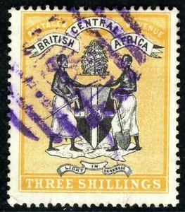 NYASALAND BCA QV Stamp SG.27 3s Used Rare VIOLET *857* NUMERAL Cancel CBLUE115 - Picture 1 of 6