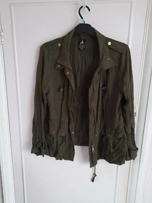 Use Ladies Atmosphere Green lightweight basic Long Sleeve coat uk size 14 - Image 1 of 4