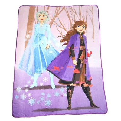Disney Frozen 2 Kids Plush Blanket 84" X 60" Fleece Elsa & Anna 2019 Snowflakes - Image 1 of 4