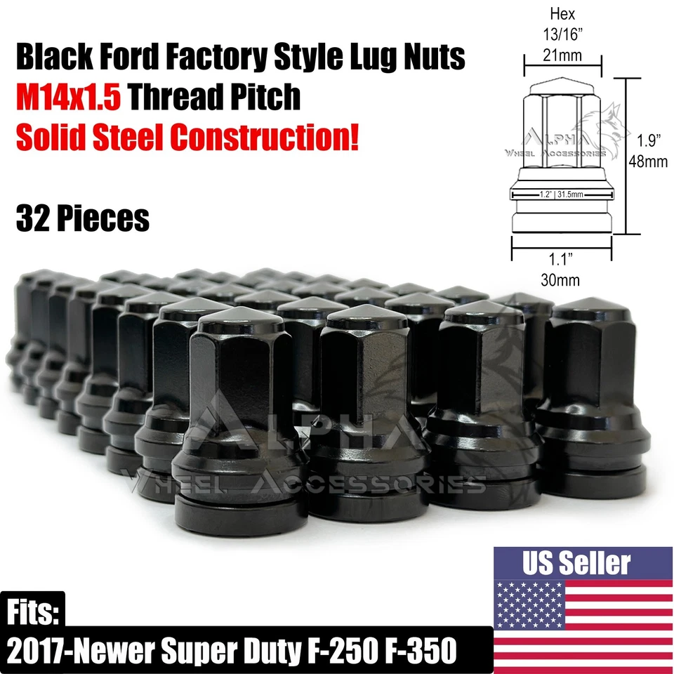 32 tuercas estilo fábrica 14x1,5 para Ford Super Duty F-250 F-350 HCPZ-1012-B Foto 1 de 4