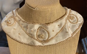 Vintage Satin Faux Pearl Handmade Collar Japan - Picture 1 of 4