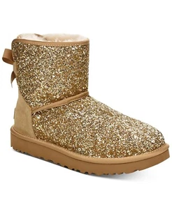 1107324 UGG Australia COSMOS Mini Bow Gold Sparkle Boots 5 6 11 I LOVE SHOES - Picture 1 of 7