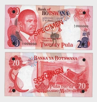 Botsuana - 1982 - 20 Pula - ESPECIMEN - "UNC" #CO1351 Foto 1 de 4