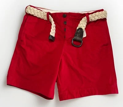 Mens Abercrombie & Fitch Button Fly Chino Shorts Heavyweight Belted Sz 32 8” Ins - Image 1 of 4