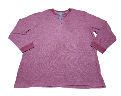 Camisa de Fundición Para Hombres 2XL Camiseta de Manga Larga a Rayas Rojas Cuello Henley Adulto 2XL  Foto 1 de 4