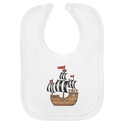Babero de bebé de algodón suave 'Pirate Ship' (BI00065149) Foto 1 de 3