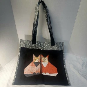 Cat Tote Quilted Applique Hand Made Whimsical Front & Back Lined 17 x 15 NWOT - Picture 1 of 11