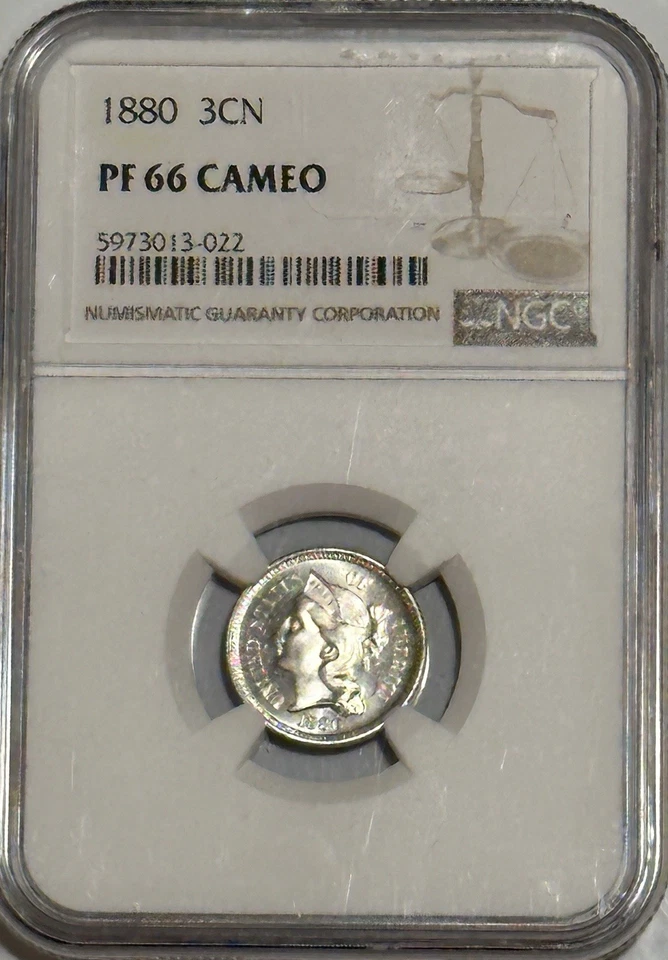 1880 3CN Proof Three Cent Nickel PCGS PR 66 CAMEO - Image 1 of 4