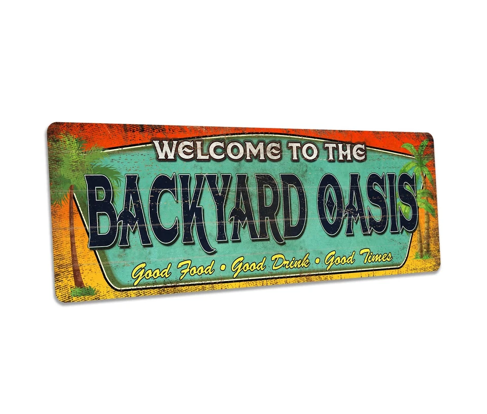 Backyard Oasis Sign Patio Decor Poolside Paradise Welcome BBQ 206182001005