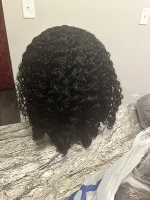 Peluca rizada birmana parte V cabello humano 200 % densidad actualización U parte peluca con dibujo Foto 1 de 3