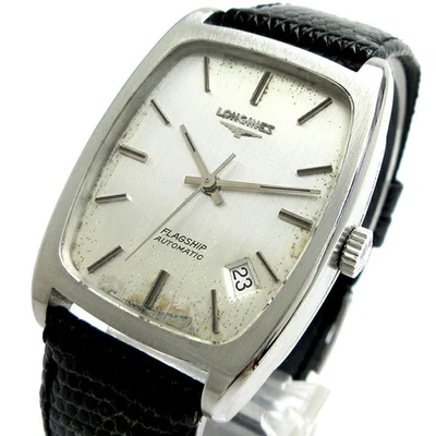 Longines Flagship Tonneau automatico uomo quadrante argento L6.33 LONGINES anni 70 vintage - Immagine 1 di 4