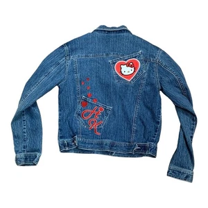 Hello Kitty girls size large 14 / 16 denim jacket vintage embroidered sanrio - Picture 1 of 12