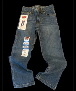 Wrangler Straight Leg Free To Stretch Blue Jeans Boys Size 5 Slim Adjust To Fit - Picture 1 of 6